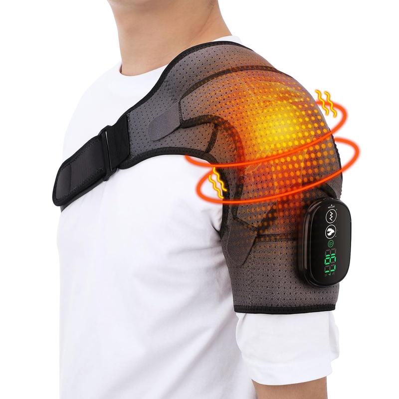 Heated Shoulder Wrap with Vibration,Cordless Shoulder Heating Pad,Shoulder Massager Heated Shoulder holder for Women Men