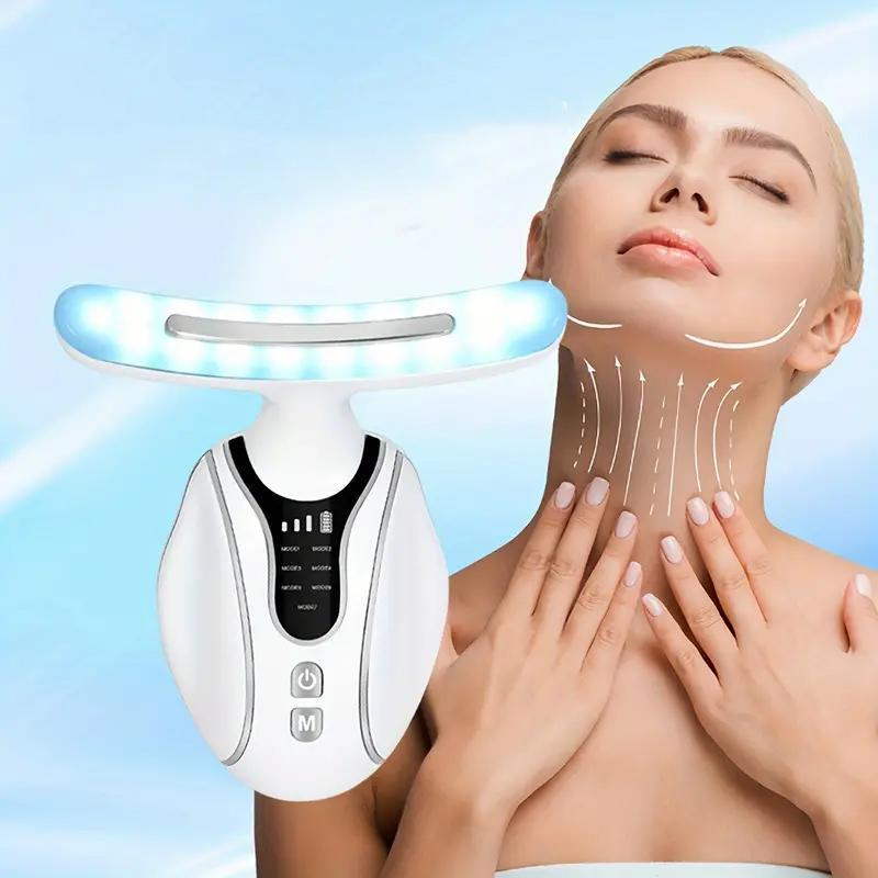 7 Color LED Light Facial Massager, Multifunctional Neck Accessories, Professional Facial Beauty Instrument for Women & Men