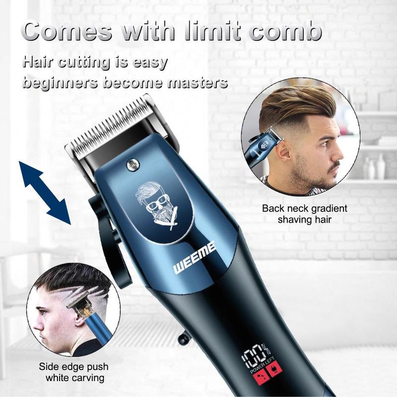 Professional Hair Clipper Set, 1 Set LCD Display USB Rechargeable Hair Trimmer & T-blade Trimmer & Accessories, Great Gifts for Men