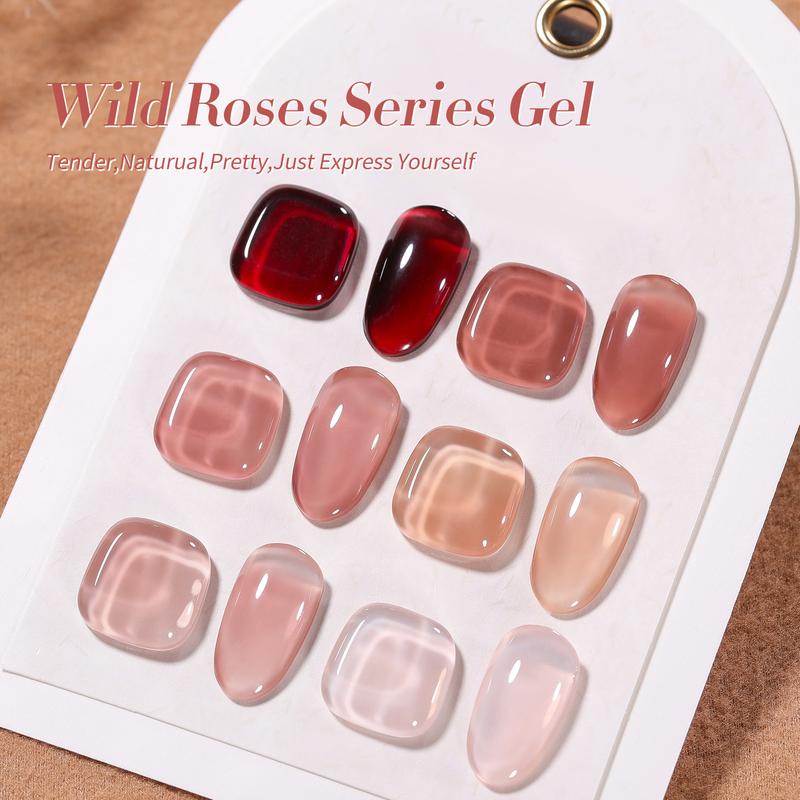 BORN PRETTY 6 Colors Jelly Gel Polish Set Rose Red Nude Jelly Gel for Autumn Nail Art DIY at Home Nail Care Nail Art Manicure Christmas Gifts Easy to Use