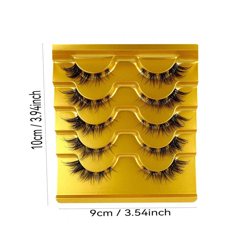 Natural Look Eyelashes Extensions, 5 Pairs Eye Lashes Cluster, Clear Band False Eyelashes, Eye Makeup Products for Women & Girls