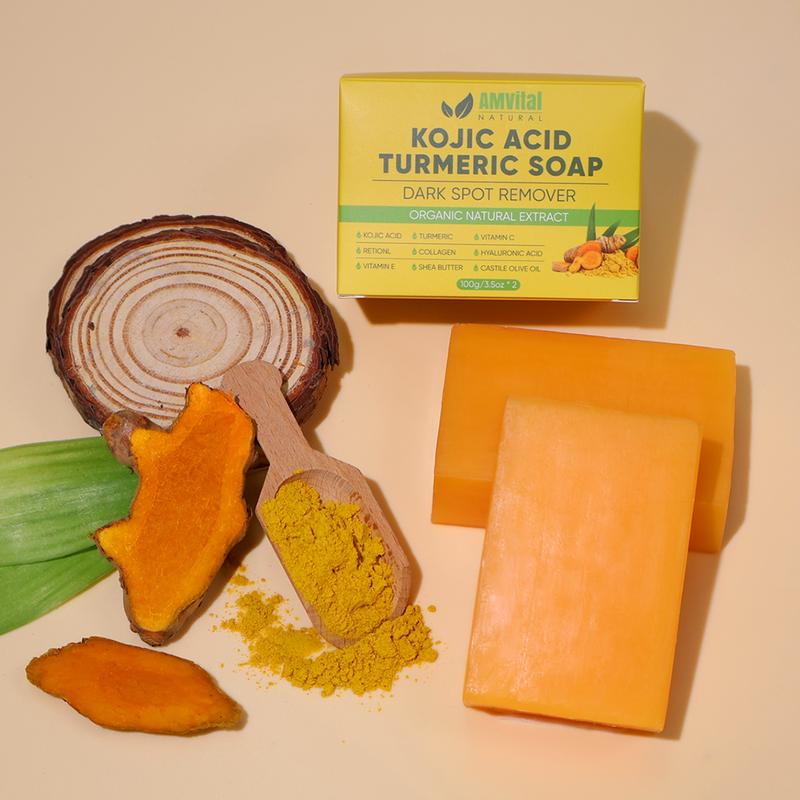 AMVital Turmeric Kojic Acid Moisturizing Soap, Retinol, Collagen,Hyaluronic Acid, Shea Butter  Brightening Kojic Hydrating Moisture Hydrating Moisture