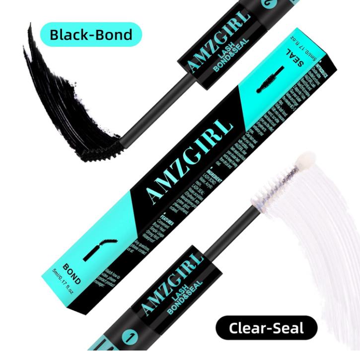 Lash Bond and Seal Eyelash Cluster Glue House of Lash Clusters Mascara Wand 10ml Long Lasting 72 Hours Black Cluster Lash + Lash Seal 2 in 1 Lash Clusters at Home by AMZGlRL(Black)