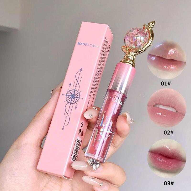 Long Lasting Lip Gloss, 1 Count Moisturizing Lip Glaze, Glossy Lip Glaze Stick, Plumping Lip Oil Lip Stick for Girls & Women, Christmas Gift