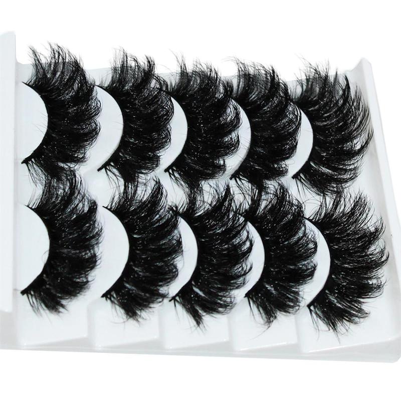 Thick Dramatic False Eyelashes, 5 Pairs Fluffy 3D False Eyelashes for Lashes Extensions, Natural Curling Eye Makeup Strip Lashes, Full Volume Eyelash, Lash Clusters Kit