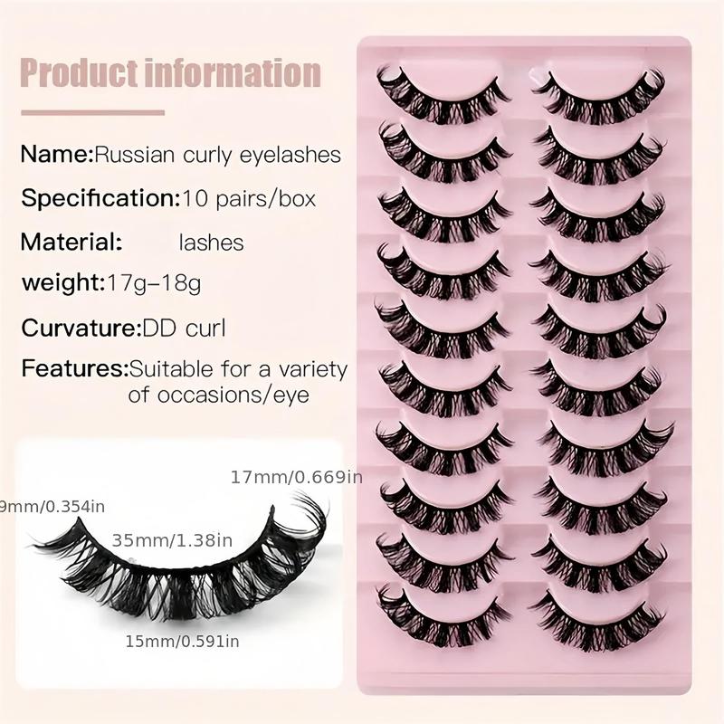 Fluffy False Eyelashes, 10 Pairs Natural Look Eyelash Extensions, Self Grafting Curl Eyelashes, Eyelash Extensions Kit, Eye Makeup Enhancement False Eyelashes for Women & Girls, Makeup Products