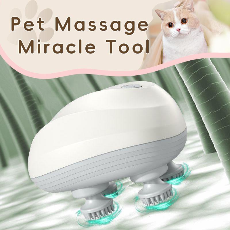 Handheld Pet Massager for Dogs and Cats Electric Cat and Dog Massage Tool - Head and Back Scratcher for Relieving Tension, Tight Muscles and Stiffness with Four Rotating Massage Heads Silicone Friend