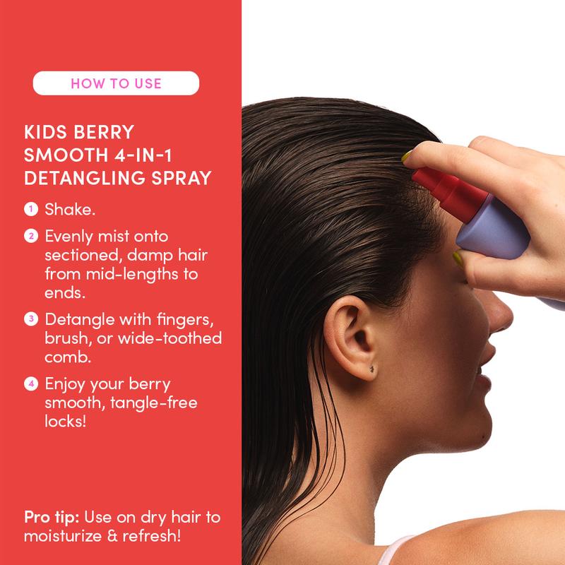 Evereden Kids Berry Smooth 4-in-1 Detangling Spray - Safe Ingredients - Detangles, Hydrates, Strengthens all Hair Types - Lightweight - For Ages 3+