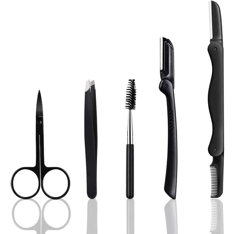 Trending! Eyebrow Razor - 5-in-1 Eyebrow Kit! Professional Eyebrow Grooming Set for Women and Men, Including Brow Razors, Trimmer, Brush, Eyebrow Scissors, and Slant Tweezers. Get a Complete Eyebrow Care Set!