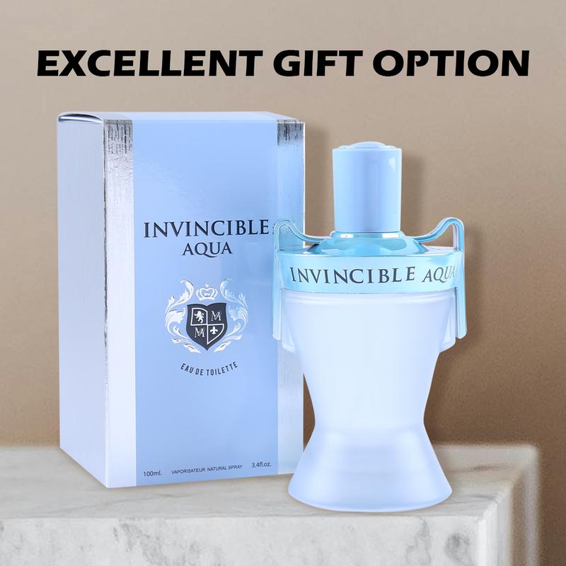 Invincible Aqua Eau De Toilette Natural Spray Cologne for Men 100ml 3.4fl.oz. - Fragrance for Men