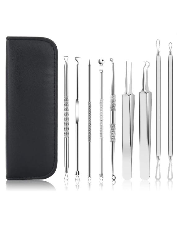 5 Pieces Blackhead Removal Tools Including Ingrown Hair Tweezers Comedones Extractor Tools and Blackhead Tweezers Comedones Extractor Tools for Men and Women to Remove Facial Acne, Hair