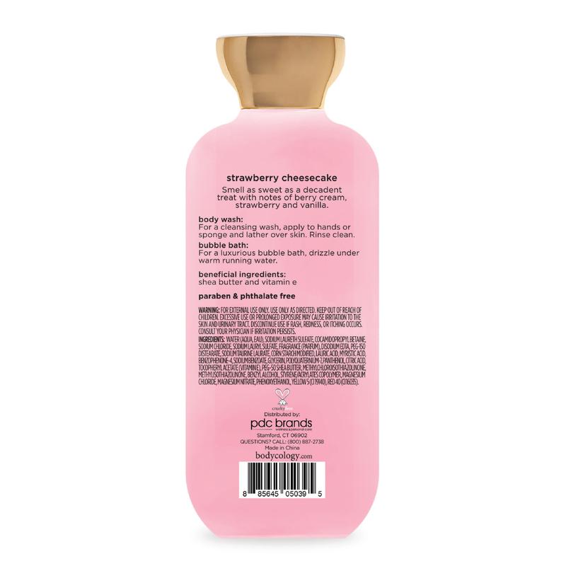 Bodycology 2-in-1 Body Wash & Bubble Bath, Strawberry Cheesecake, 16 fl oz