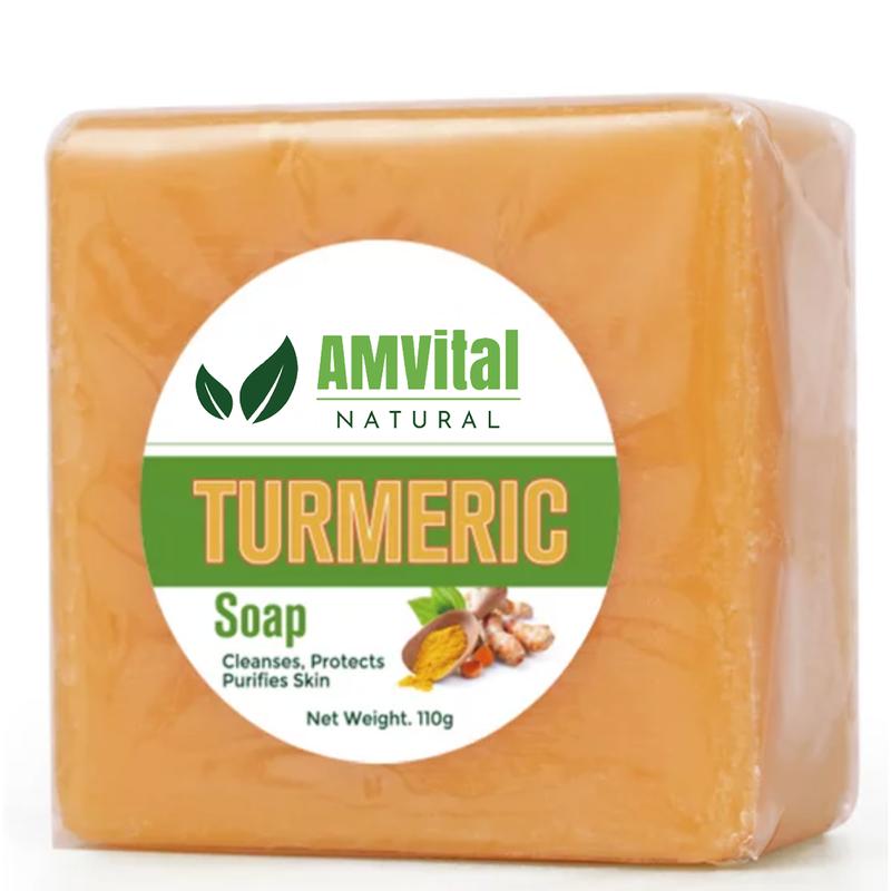 AMVital Turmeric Soap Bar for Face & Body targets dark spots and promotes smooth skin. Enjoy natural, handmade skincare soap real  soap Gentle Foaming