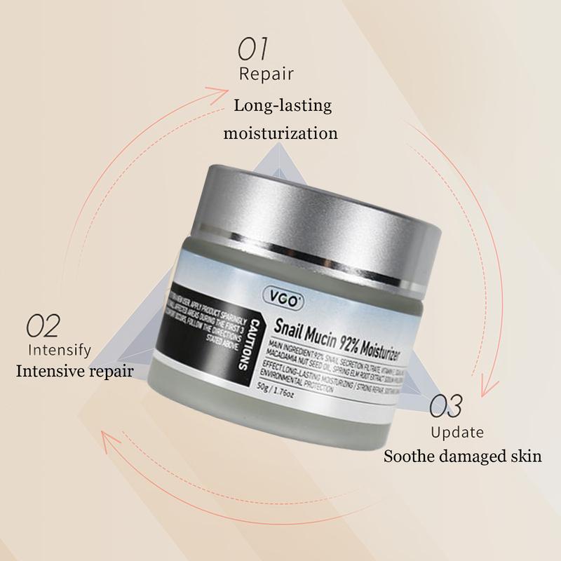 VGO Snail Mucin 92% Moisturizer Daily Face Gel Cream for Dry & Sensitive Skin, 50g  1.76oz - Skin Repair - Comfort gentle hydrating Skincare Radiance vitamin c serum vgo essence vgo radiant vgo skin