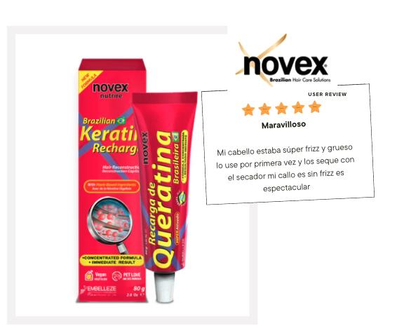 Pack of 2 - Novex Keratin Recharge Leave In Conditioner, Reconstructive Keratin, Frizz Control and Damage Repair, 2.8 Oz - Hair Treatment hair plus Haircare Lightweight