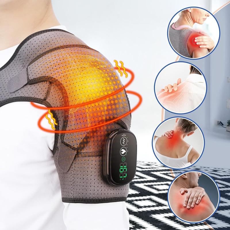 Heated Shoulder Wrap with Vibration,Cordless Shoulder Heating Pad,Shoulder Massager Heated Shoulder holder for Women Men