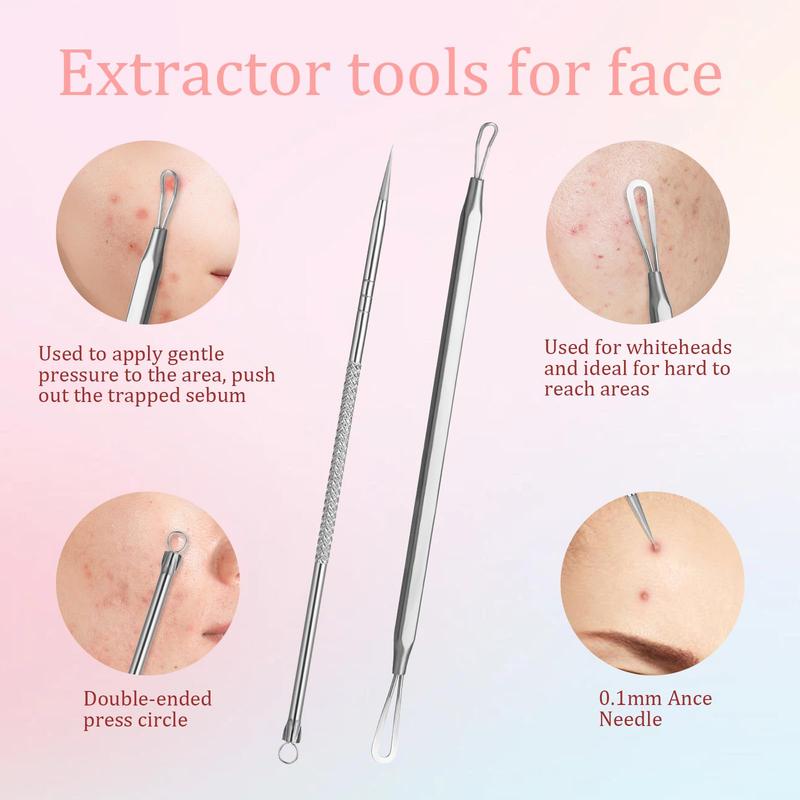 5 Pieces Blackhead Removal Tools Including Ingrown Hair Tweezers Comedones Extractor Tools and Blackhead Tweezers Comedones Extractor Tools for Men and Women to Remove Facial Acne, Hair