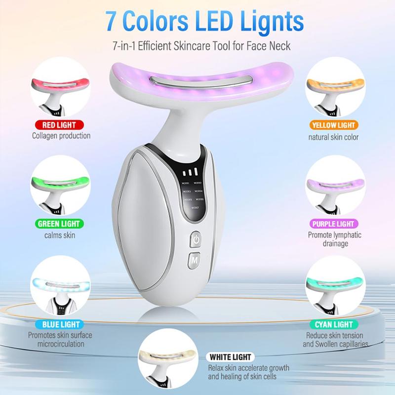 7 Color LED Light Facial Massager, Multifunctional Neck Accessories, Professional Facial Beauty Instrument for Women & Men