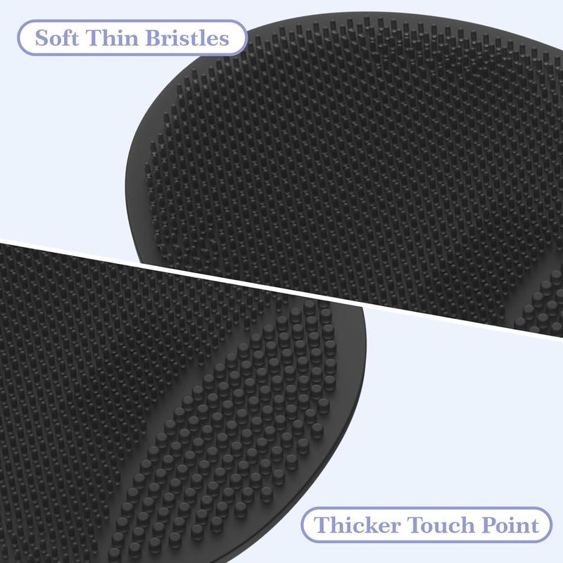 Soft Silicone Face Scrubber Exfoliator 2 Pack,Silicone Handheld Manual Facial Cleansing Brush, Face Washing Pad for Pore Cleansing Blackhead Removing Massaging(Black+Gray) Plastic Skincare