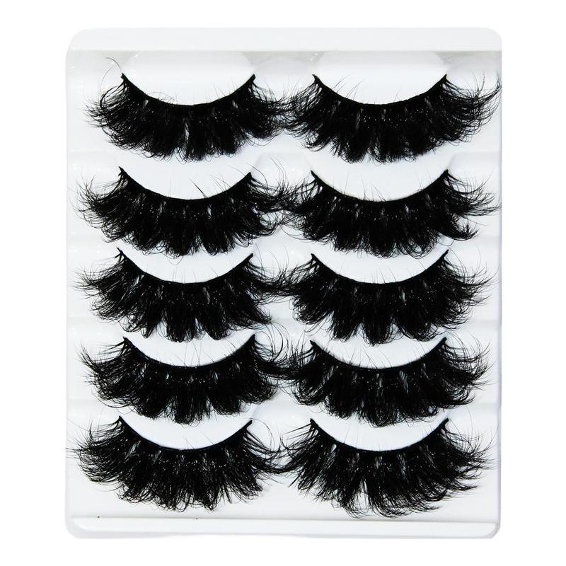 Thick Dramatic False Eyelashes, 5 Pairs Fluffy 3D False Eyelashes for Lashes Extensions, Natural Curling Eye Makeup Strip Lashes, Full Volume Eyelash, Lash Clusters Kit