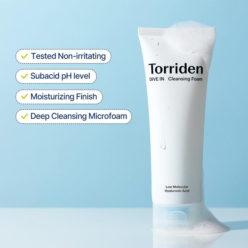 [Torriden Official Shop] DIVE-IN Cleansing Foam Face Wash 150ml | Hydrating Daily Facial Cleanser for All and Sensitive Skin, with Hyaluronic Acid, Panthenol, Allantoin