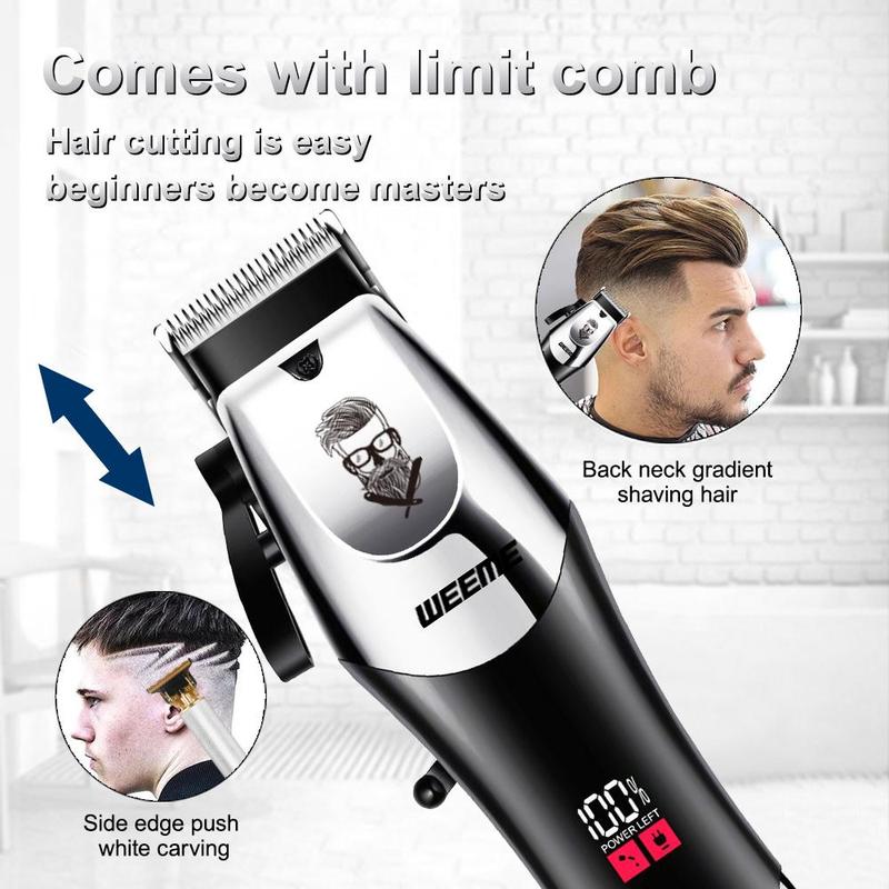 Professional Hair Clipper Set, 1 Set LCD Display USB Rechargeable Hair Trimmer & T-blade Trimmer & Accessories, Great Gifts for Men