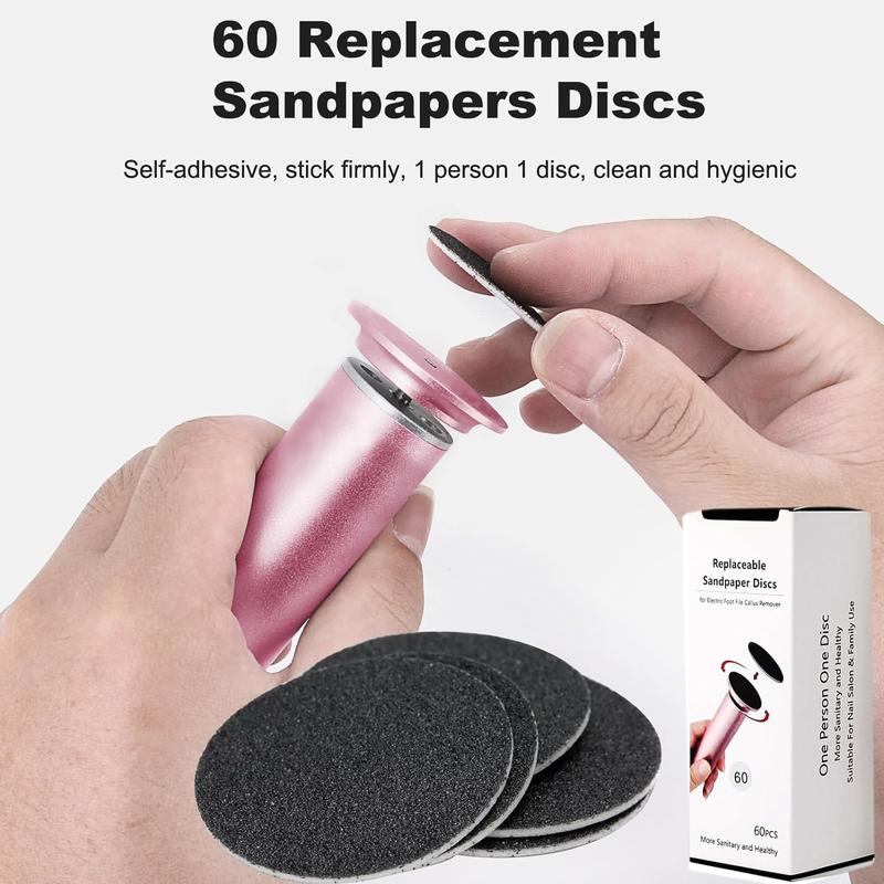 Electric Foot Callus Remover, Speed Adjustable Professional Pedicure Machine with 60 PCS Replacement Sandpaper Disks and Brush, Foot Care Tool to Remove Dry, Dead, Hard, Cracked Skin&Calluses Manicure Nail