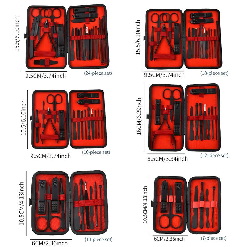 24 pieces 18 pieces 16 pieces 12 pieces 10 pieces nail clipper set, black stainless steel nail clippers, nail tools, nail clippers set, complete set