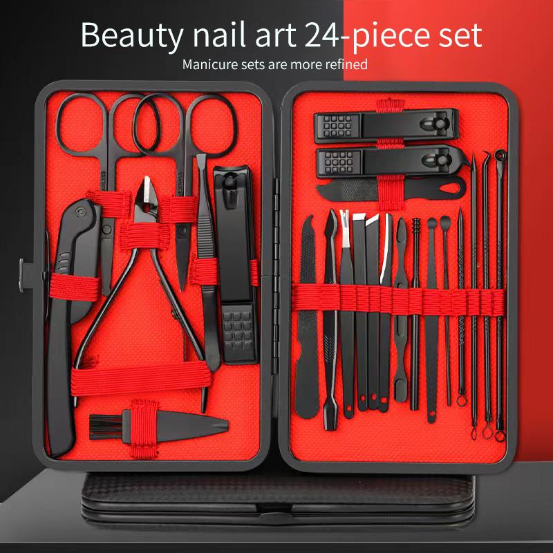 24 pieces 18 pieces 16 pieces 12 pieces 10 pieces nail clipper set, black stainless steel nail clippers, nail tools, nail clippers set, complete set