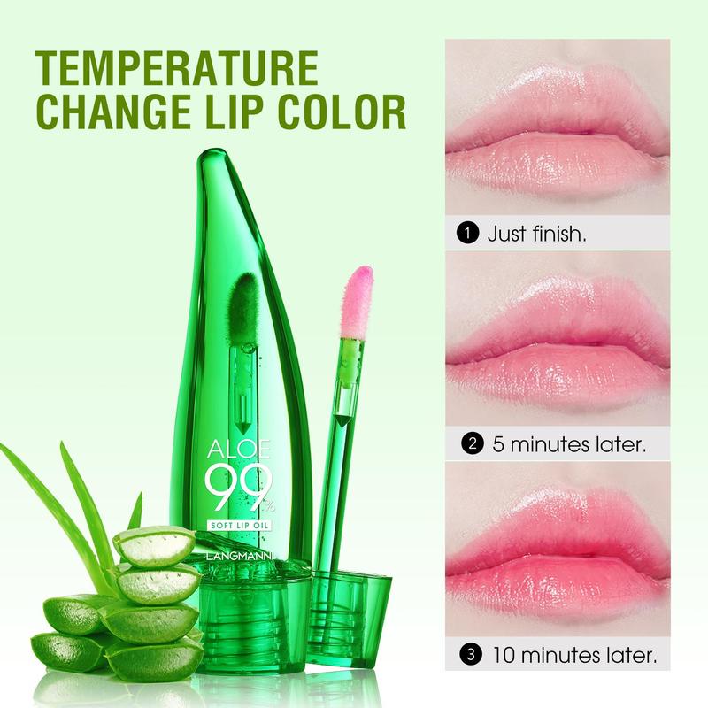 Aloe Vera Lip Oil, Long Lasting Moisturizing Lip Gloss, Natural Color Changing Lip Oil, Hydrating Lip Balm, Plumping Lip Oil Lip Stick, Lip Care Product, Christmas Gift