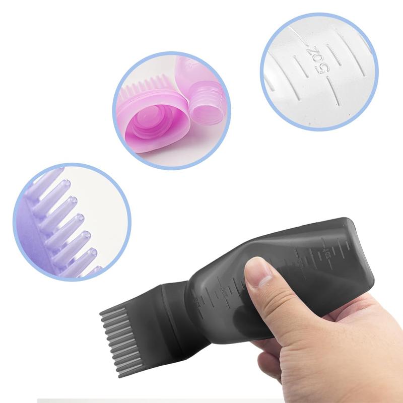 4 PCS Root Comb Applicator Bottle,Hair Oil Applicator,Oil Comb Applicator for Hair Dye Shampoos Hair Salons.6oz Durable Haircare dandruff comb