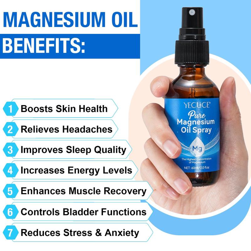 Magnesium Oil Sleep Cream & Spray Set, Moisturizing and Relaxing Body Care, Body Care Kit for Improving Sleep & Reducing Stress