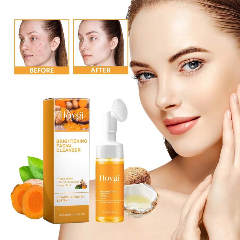 One Hoygi Turmeric+ Kojic Acid Foaming Facial Cleanser+Silicone Brush(3.38fl.oz 100ml), Niacinamide, Comfort, skincare