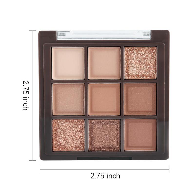 Rose Gold Dark Brown Eyeshadow Palette - 9 Color Matte Shimmer Highly Pigmented Nude Palette for Natural-Looking Makeup - Cosmetic