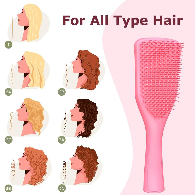 No Tangle Detangler Hair Brush for Wet & Dry Hair, Wave-shaped Soft Bristle Hairbrush for Reduces Breakage, Lightweight Travel Brush Detangling All Hair Types(Pink) Haircare Heatless curly  comb