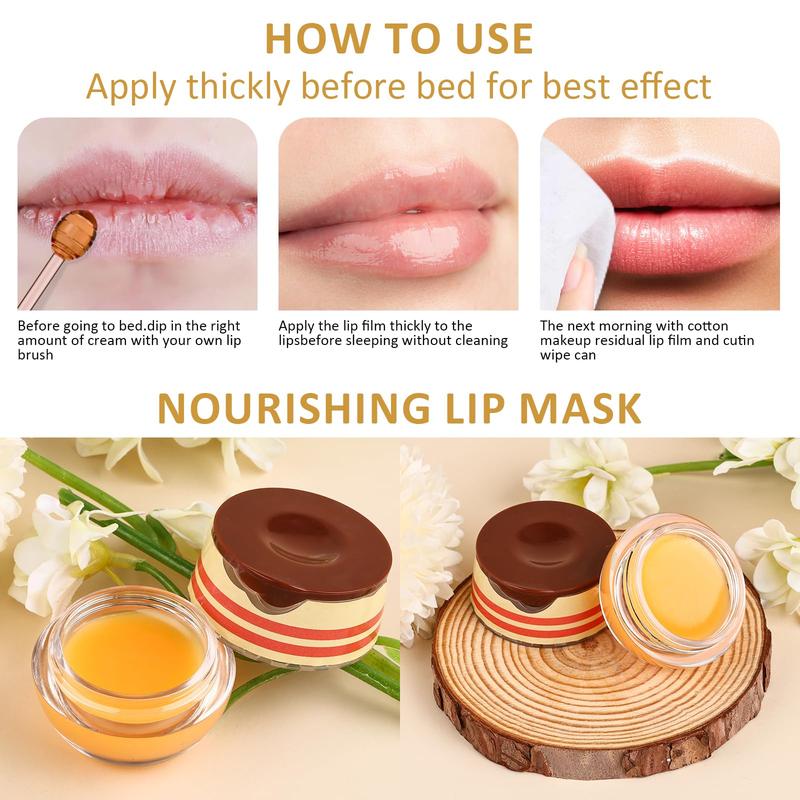 Bee Lip Balm Honey Jar 12pcs, Moisturizing Lip Mask Overnight, Moisturizing Lip Sleeping Mask Prevents Dryness and Cracking, Reduces Lip Lines