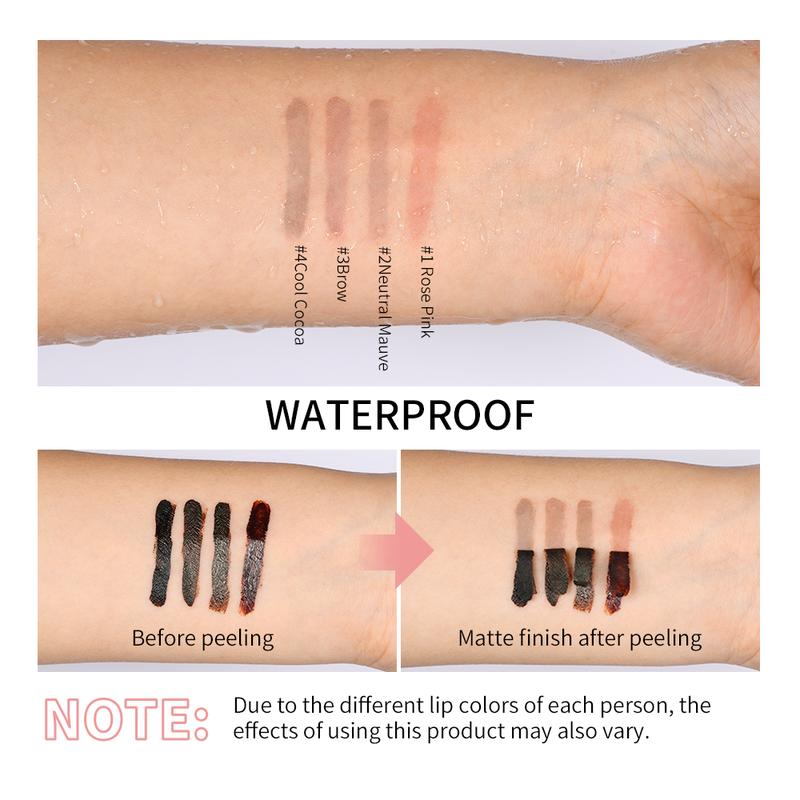 Peel Off Lip Liner -  Waterproof Matte Tattoo - Long-Lasting, Peel-Off Lip Gloss in 4 Colors | Sexy Red & Brown Shades for All Skin Types