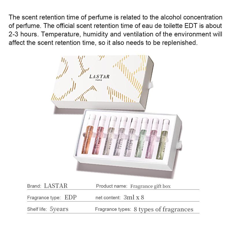 Christmas Ladies Eau De Toilette Spray 8pcs Set with Gift Box, 8 Counts set Perfume Sprays, Suitable for Elegant Ladies, Lasting and Charming Perfume -8 Kinds Of Natural Perfumes-perfect Choice for Gifts, Fall Gift, Gift Ideas for Women, Christmas Gift