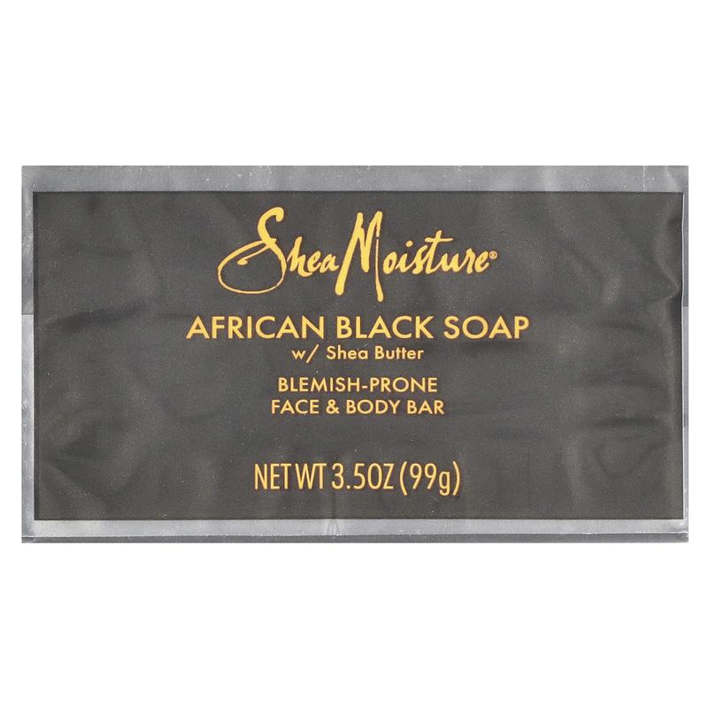 SheaMoisture African Black Bar Soap with Shea Butter, Blemish Prone Face & Body, 3.5 oz (99 g)