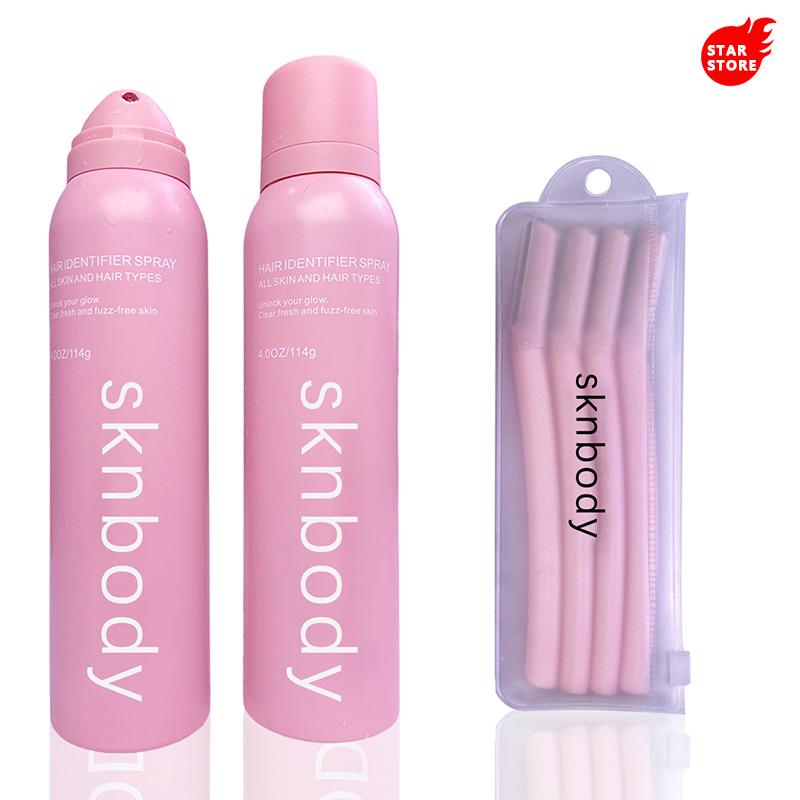 SKNBODY Hair ldentifier Spray and DermaplanerSet Body Care Flawless hair identifier spray watery Hair Removal Razor Wax Comfort Cosmetic shaving cream odor derma planing tool