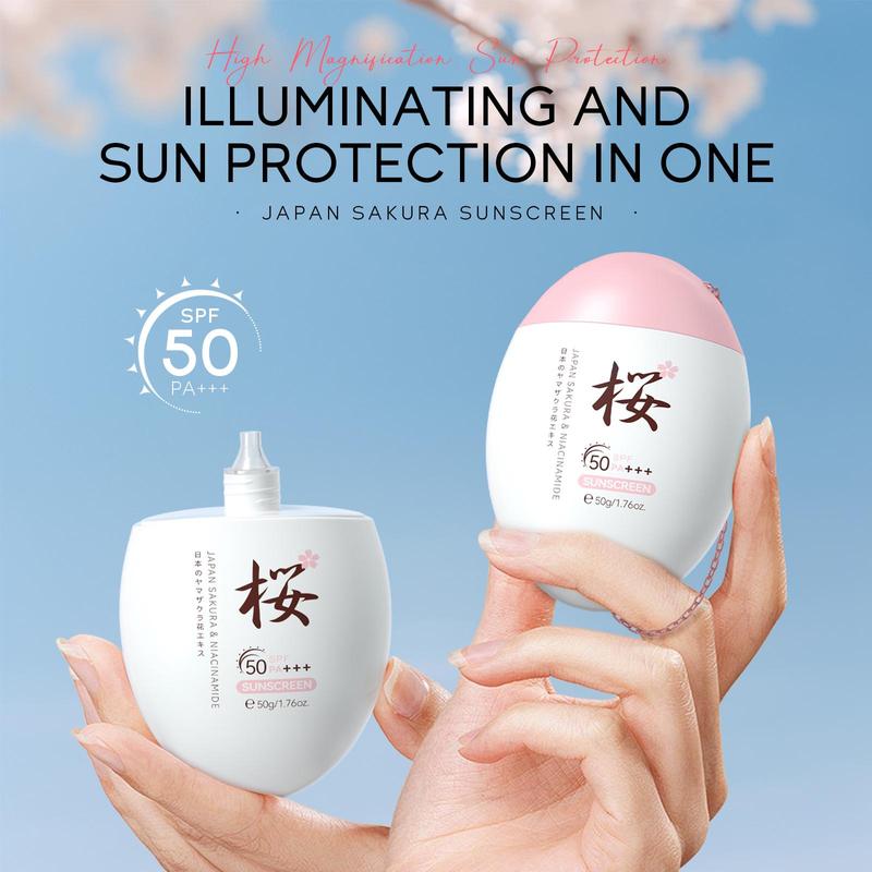 Japanese Sakura Sunscreen Kit, Moisturizing Comprehensive & Lasting Protection SPF50 Cream, Sunscreen Lotion for All Skin Types