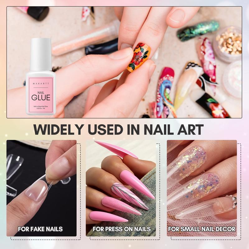 [EXTRA STRONG] Super Strong Nail Glue for Press On Nails, Beginner friendly,Acrylic Nails,Nail Tips, Fake Nails, Salon Quality Brush On Nail Glue Easy Application Durable & Long-Lasting Makartt Glue False Nails sallys nail glue Nail Art glue for Cosmetic