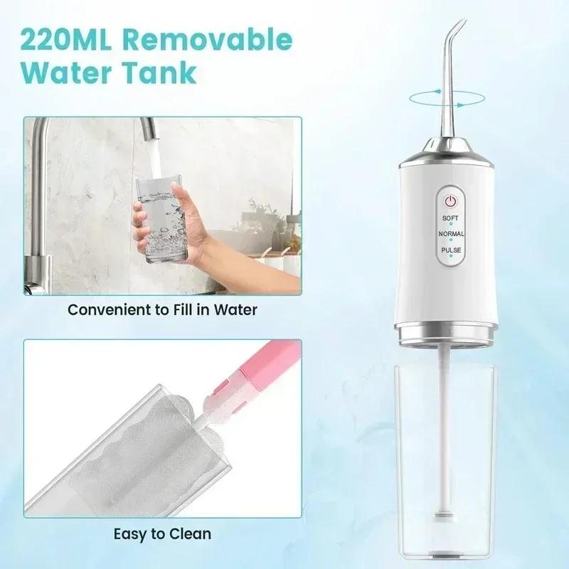 Compact & Portable Rechargeable Water Flosser - 3 Cleaning Modes & 4 Jet Tips, Ideal for Travel and Tonsil Stone Removal Rechargeable Portable