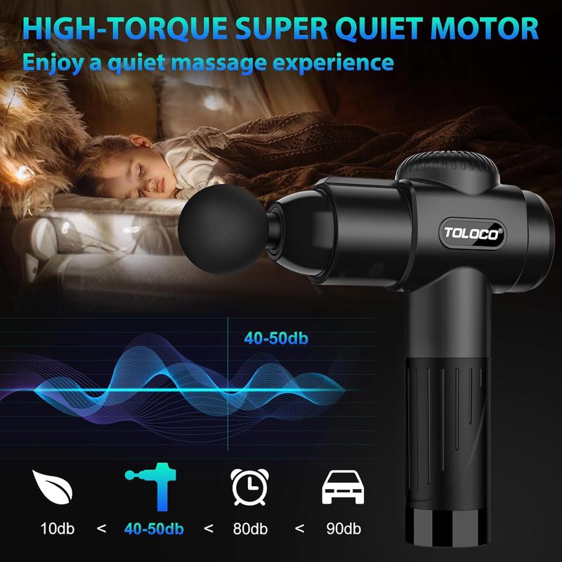 Massage Gun EM26 Experience powerful deep tissue relief , ideal for athletes. Featuring 10 massage heads and a silent brushless motor, Adjustable Plug