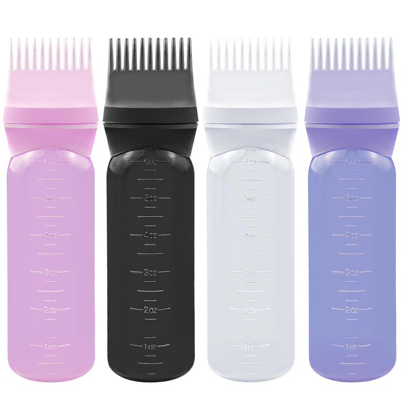 4 PCS Root Comb Applicator Bottle,Hair Oil Applicator,Oil Comb Applicator for Hair Dye Shampoos Hair Salons.6oz Durable Haircare dandruff comb