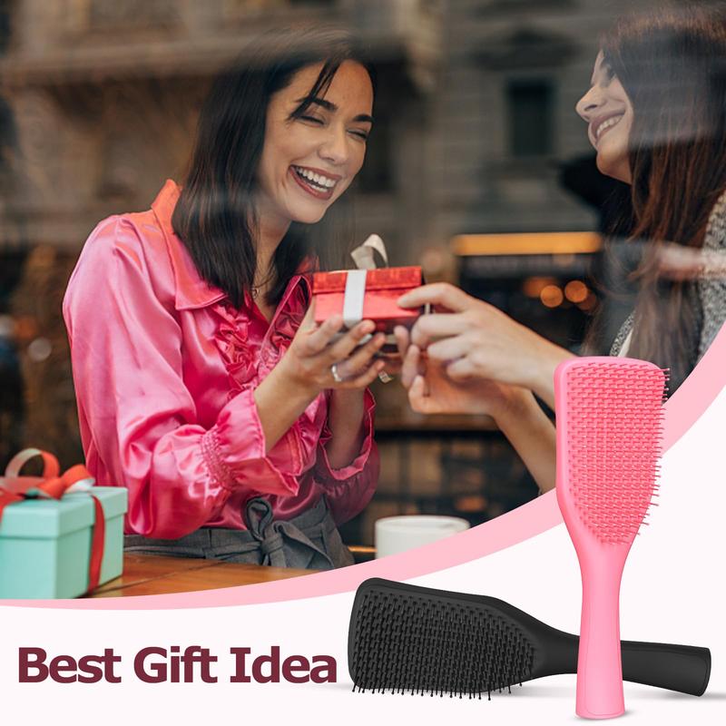 No Tangle Detangler Hair Brush for Wet & Dry Hair, Wave-shaped Soft Bristle Hairbrush for Reduces Breakage, Lightweight Travel Brush Detangling All Hair Types(Pink) Haircare Heatless curly  comb