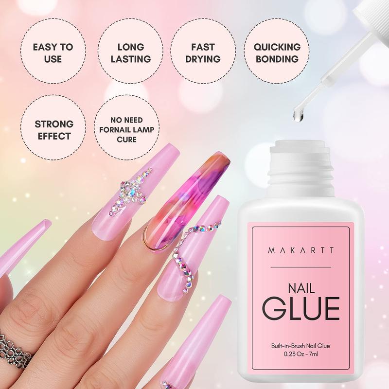 [EXTRA STRONG] Super Strong Nail Glue for Press On Nails, Beginner friendly,Acrylic Nails,Nail Tips, Fake Nails, Salon Quality Brush On Nail Glue Easy Application Durable & Long-Lasting Makartt Glue False Nails sallys nail glue Nail Art glue for Cosmetic