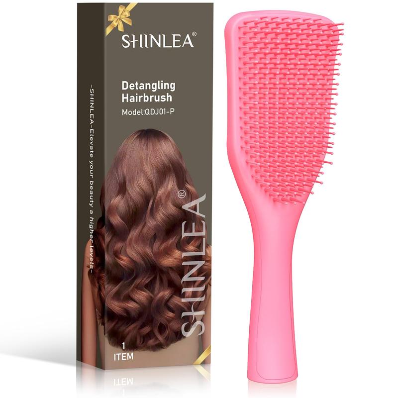 No Tangle Detangler Hair Brush for Wet & Dry Hair, Wave-shaped Soft Bristle Hairbrush for Reduces Breakage, Lightweight Travel Brush Detangling All Hair Types(Pink) Haircare Heatless curly  comb