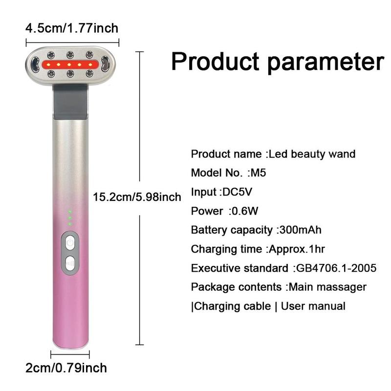 LED Beauty Wand, 7 Color LED Facial Massager, Face & Eye Skincare Equipment, Personal Care Appliances for Women & Girls