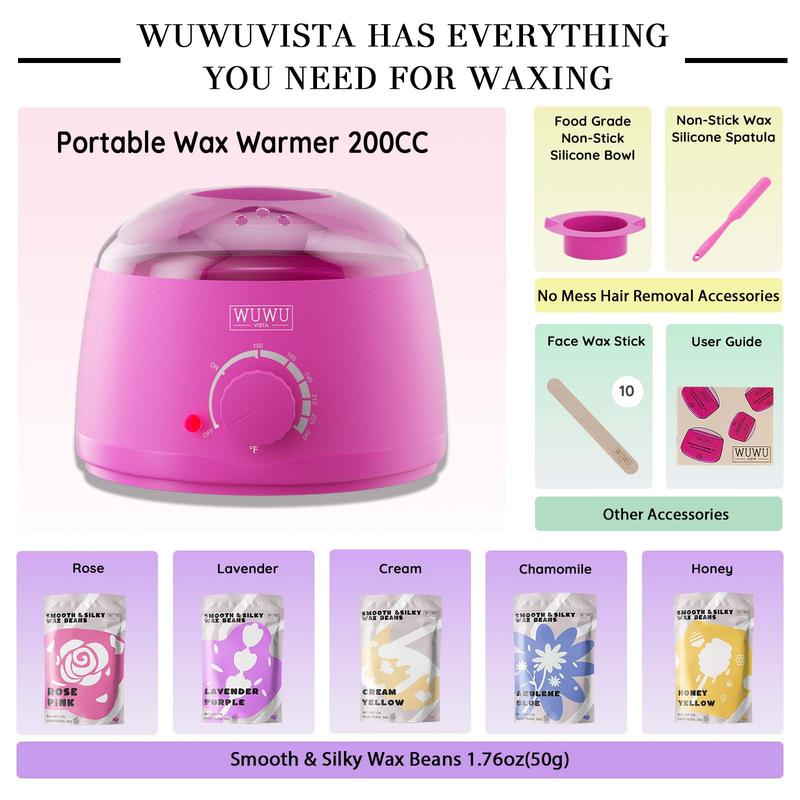 Waxing Kit, 1 Set Hair Removal Wax Warmer Kit for Face & Body, Waxing Supplies for Women & Men, Waxing Kit for Home Use